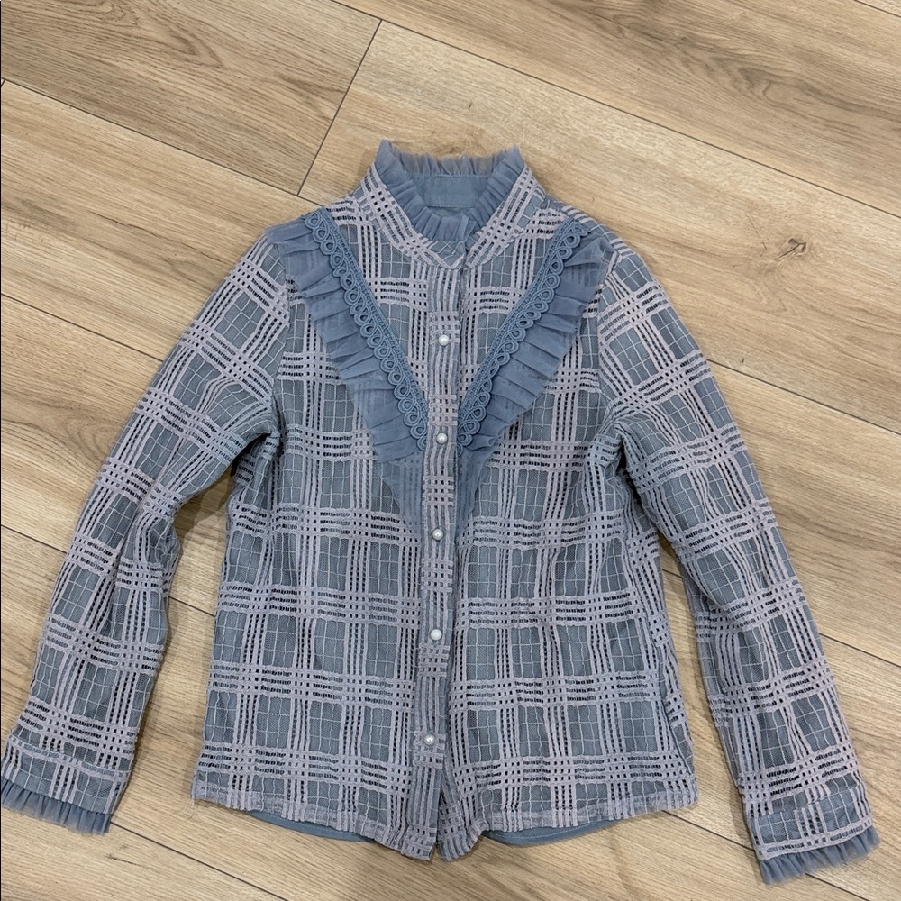 Blue Button-Up Blouse